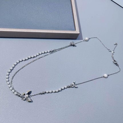 Elegant Butterfly Pendant Necklace for Women Jewelry Layered Chain Design