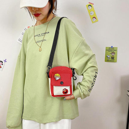 Sesame Street Crossbody Bag Canvas Cartoon Satchel Student Shoulder