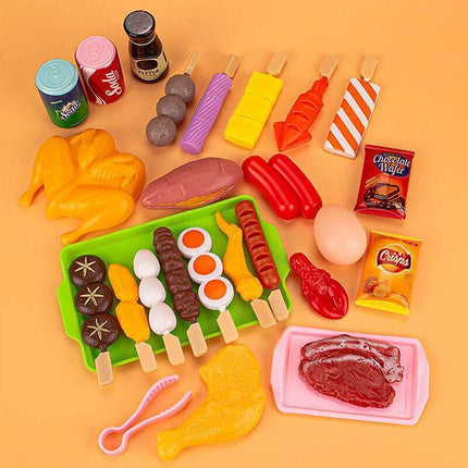 Set Kids BBQ Pretend Play Kitchen Food Toys Cooking Playset for Kids 28pcs - Aimall