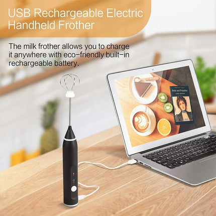 USB Rechargeable Electric Egg Beater Milk Coffee Frother Drink Foamer Mixer Tool - Aimall