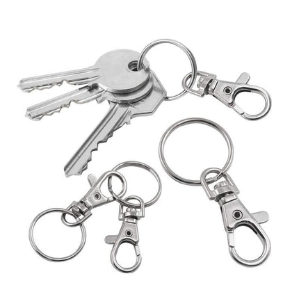 20X Swivel Lobster Clasp Clips Hook Alloy Key Ring Split Keychain Durable - Aimall