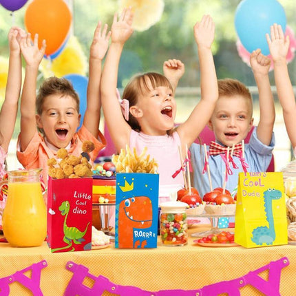100PCS Kraft Paper Party Bag Seal Birthday Favor Kids Dinosaur Candy paper bag Aimall