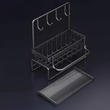 Wall Mounted Sponge Holder Non Perforated Kitchen Sink Organizer Draining Basket