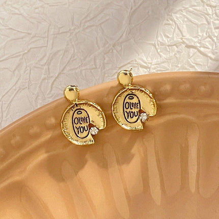 Irregular Lace Stud Earrings Unique Design Missing Corners Stylish Jewelry