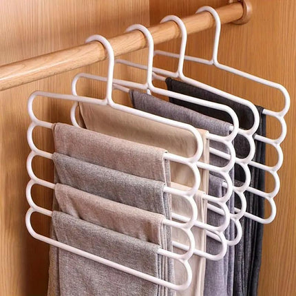 5pcs 5 Tier Trouser Rack Multifunctional Hanging Wardrobe Scarf Tie Hanger Set