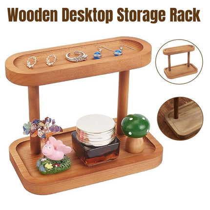 Wooden Storage Rack Desktop Organizer for Jewelry Cosmetics Flower Dessert
