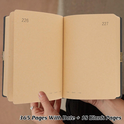 2pcs A5 Kraft Paper Blank Notebook 365 Days Planner Handbook for Writing Notes