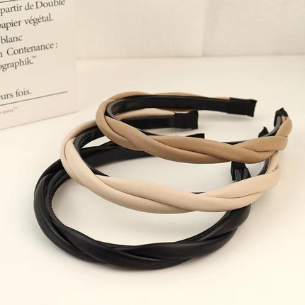 NEW Women Girls Boho Chic Braided Synthetic leather Hair Headband Head Band hoop - Aimall