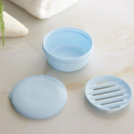 4PCS Round Portable Bathroom Soap Box Lid Travel Soap Holder Draining Soap Dish