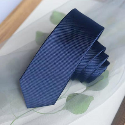 Men's Skinny Tie Fashion Solid Plain Satin Formal Wedding Casual Necktie Ties - Aimall