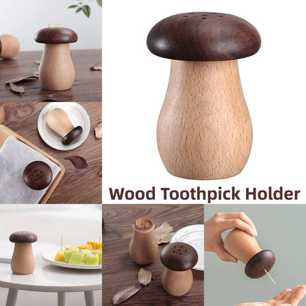Solid Wood Toothpick Holder Black Walnut Beech Cute Mushroom Toothpick Box