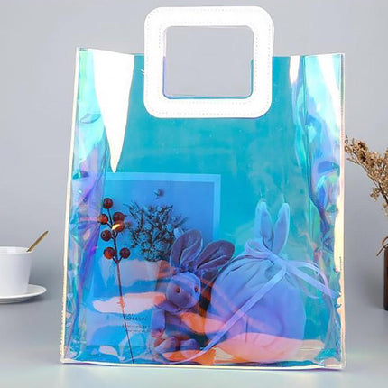Clear PVC Tote Bag Transparent Laser Jelly Bag Plastic TPU Handbag for Women