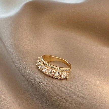 Zircon Ring Super Flash Fashion Jewellery Women Elegant Crystal Adjustable