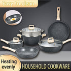 12pcs Maifan Stone Cookware Set Nonstick Steamer Fryer Stew Pot for Home Cooking