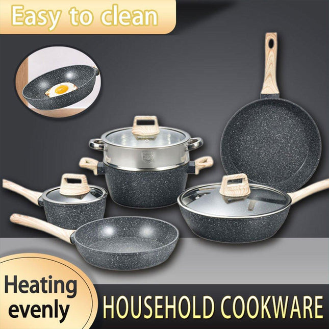 12pcs Maifan Stone Cookware Set Nonstick Steamer Fryer Stew Pot for Home Cooking