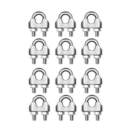 16X 304Steel Wire Rope Grips Clamps U Bolts Fitting Cable Cord Tie M6 6mm Sliver