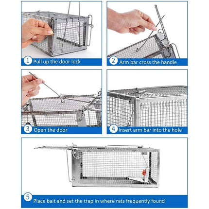 Humane Rat Trap Cage Live 1 Door Animal Catch Pest Rodent Mouse Bait Control Box