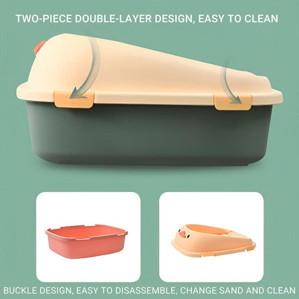 Large Cat Litter Box Semi Enclosed Anti Splash Durable Plastic Open Circulation