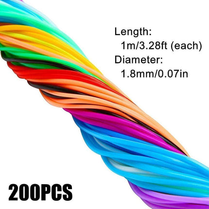 200pcs Colourful 1M PVC Braided Rope DIY Craft Cord for Bracelet Making Supplies