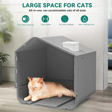 Large Fully Enclosed Cat Litter Pan House Easy Clean Litter Box for Indoor Use