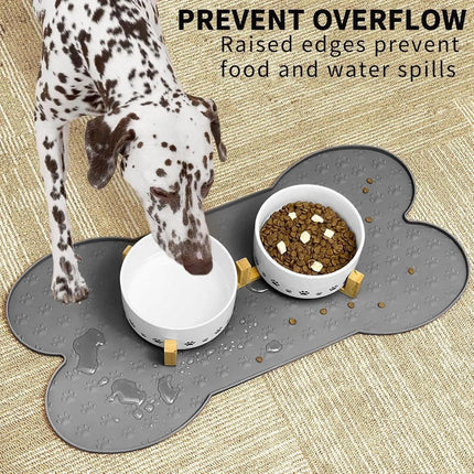 Silicone Pet Feeding Food Mat Bone Waterproof Non-slip Cat Dog Bowl Placemat