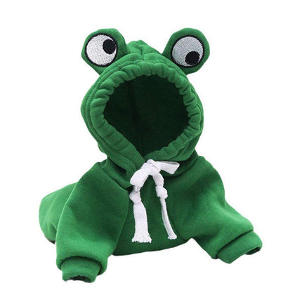 Warm Hooded Cartoon Frog Pet Clothes for Dogs and Cats Autumn Winter Vest