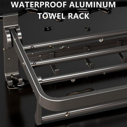 Grey Aluminum Towel Rack Punch-Free Bathroom Storage Towel Holder Home Organizer