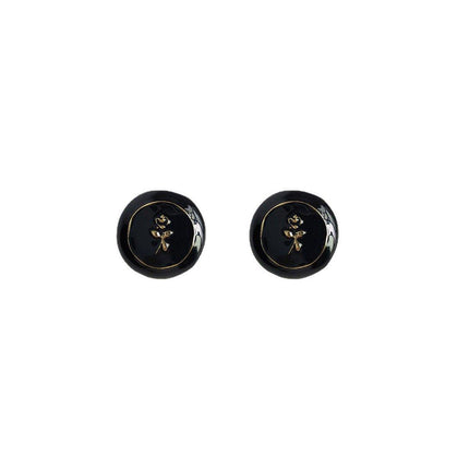 Vintage Black Stud Earrings Women Retro Style Dripping Oil Fashion Jewelry
