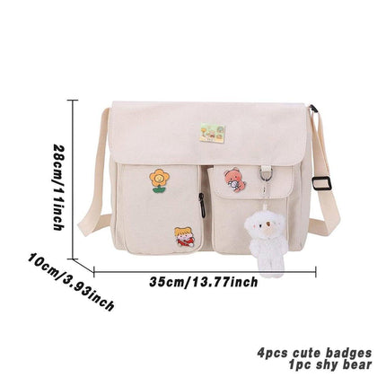 Cute Girl Crossbody Canvas Bag Womens Shoulder Bag Messenger Handbag Casual Tote