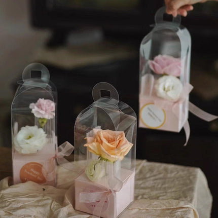 10pcs Bouquet Packaging Transparent PVC Flower Box Portable Floral Gift Boxes
