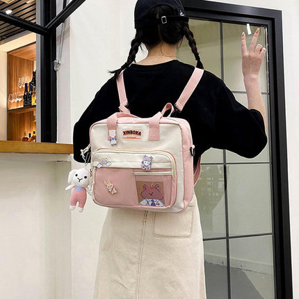 Kawaii Crossbody School Bag for Girls Large Capacity Kawaii Bag With Kawaii Pin