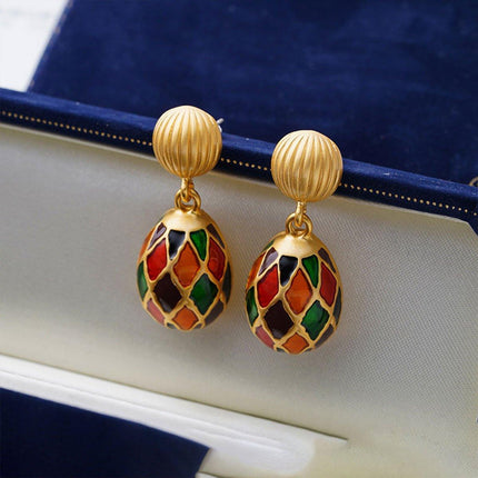Vintage Metal Pearl Earrings Silver Needle French Retro Luxury Oil Drop Design