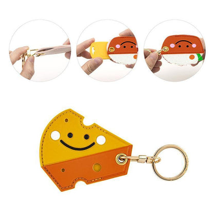 Smile Rice Cheese Keychain Car Keys Ring Mini Food Japanese Adorable Cool Gifts - Aimall