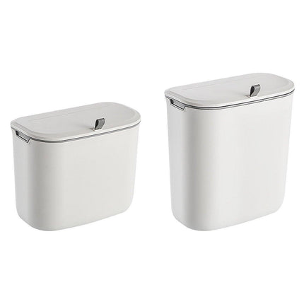 Wall Mounted Hanging Wastebasket with Sliding Lid for Kitchen and Bathroom Use