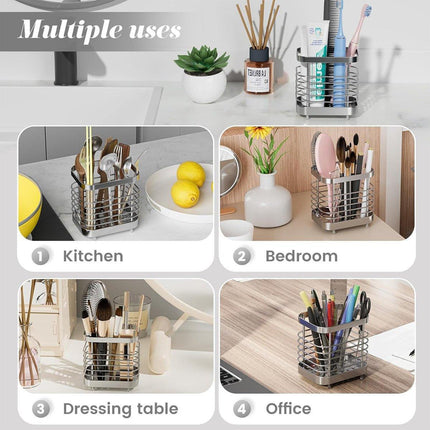 Stainless Steel Household Toothbrush Holder Draining Storage Shelf for Bathroom