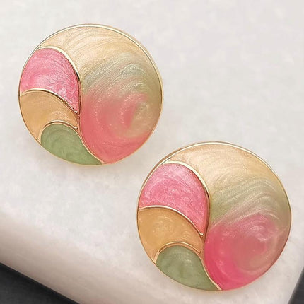 925 Silver Retro Geometry Oil Painting Color Mixing Dangle Earrings Jewlery Gift - Aimall