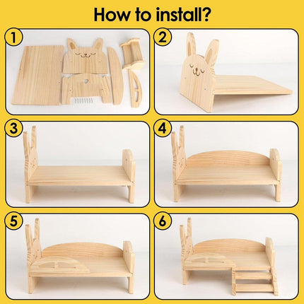 Wooden Rabbit Bed Small Animal Pet Cot Durable Sleeping Platform for Indoor Use