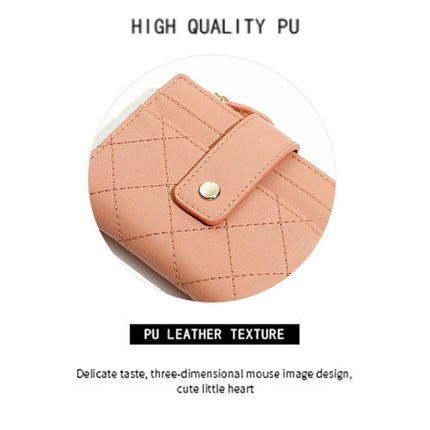 Stylish Women Short Wallet Multi-card Money Clip Zipper Two-Fold Purse Leather