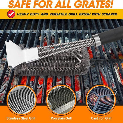 Grill Brush and Scraper 18 Inch Stainless Steel Barbecue Cleaning Brush Wire Bri - Aimall