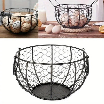 Egg Basket Fruit Storage Basket Blue Iron Basket Home Sundries Organiser Holder
