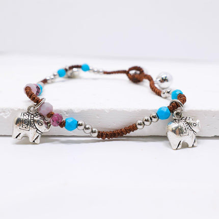 Handmade Tibetan Style Bracelet Nepal Copper Natural Stone Beads Jewelry