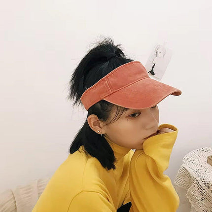Unisex Summer Denim Sun Visor Cap Breathable Washed Running Hat UV Protection