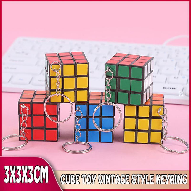 New Rubik's Cube Mini Keychain 3x3 Working Cube Toy Vintage Style Keyring Gifts - Aimall