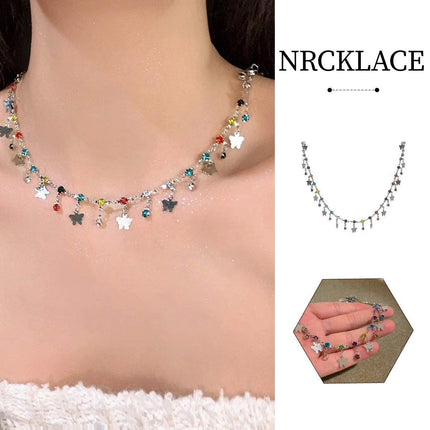 Colorful Butterfly Necklace Women Summer Fashion Exquisite Collarbone Chain