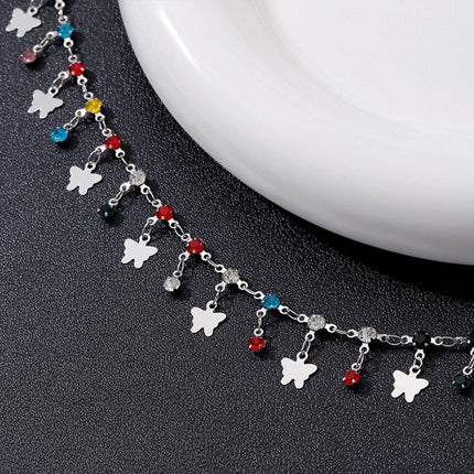 Colorful Butterfly Necklace Women Summer Fashion Exquisite Collarbone Chain