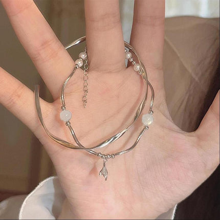 Women Fishtail Bracelet Chain Twisted Cuff Bracelet Bangle Adjustable Bracelets - Aimall