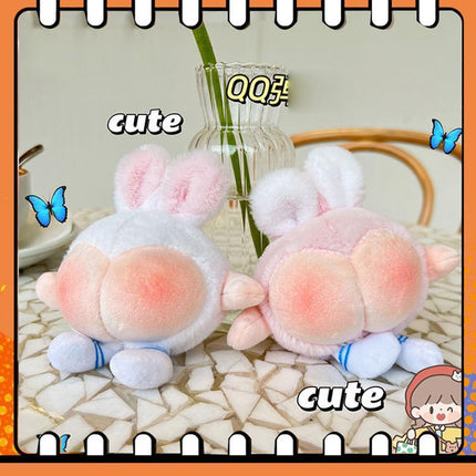 Honey Peach Butt Keychain Rabbit Ears Pendant Toy Bag Decor Plush Doll Key Ring - Aimall