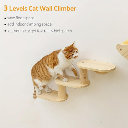 Solid Wood Wall Mounted Cat Climbing Tree Rack Platform Space Capsule Bed Shelf
