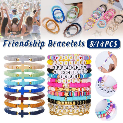 8/14pcs Bohemian Bracelet Set Colourful Beaded Bracelets Stackable Jewelry Gift