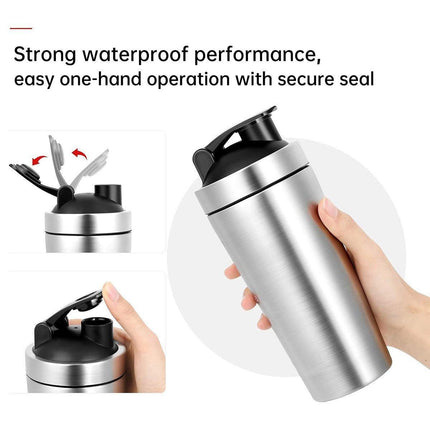 500/750ML Stainless Steel Protein Blender Shaker Cup Bottle Mixed Water Sport